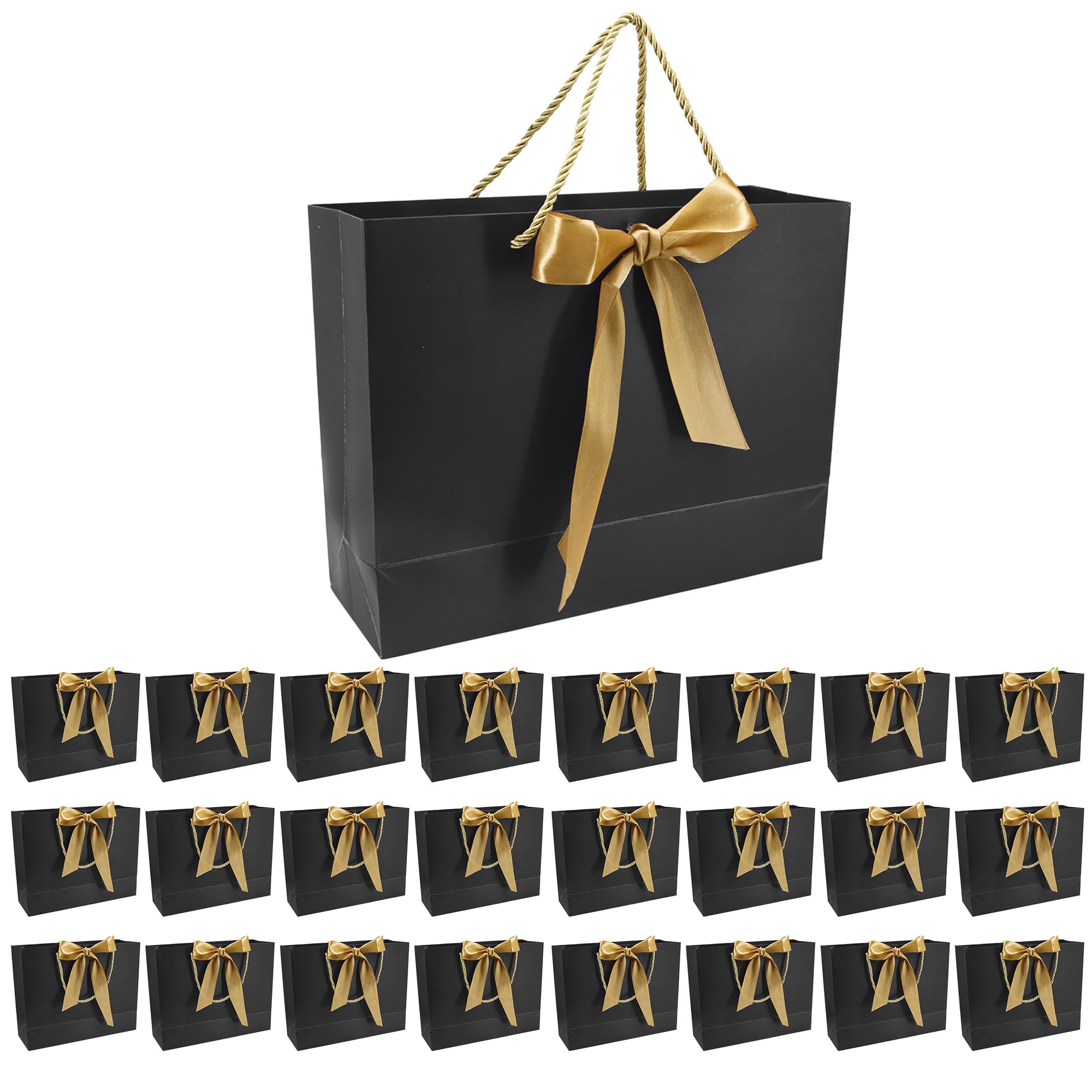 Time to Sparkle 24PCS Gift Bags with Bow Ribbon - Black