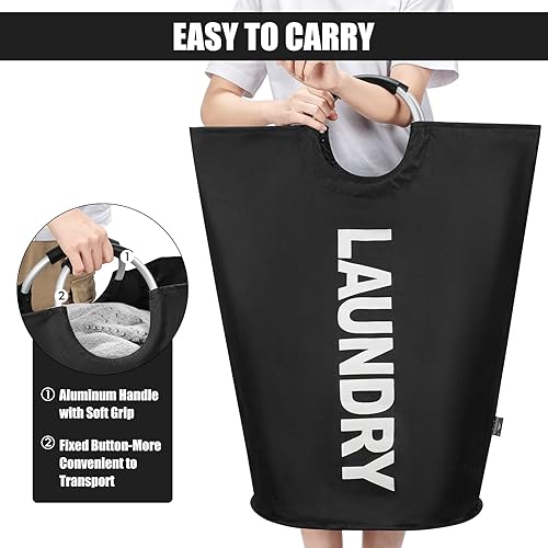 Miniatura 5 de DOKEHOM - Canasta de lavandería extragrande de 125 litros, bolsa de lavandería plegable, canasta de ropa alta y autónoma, contenedor de lavado