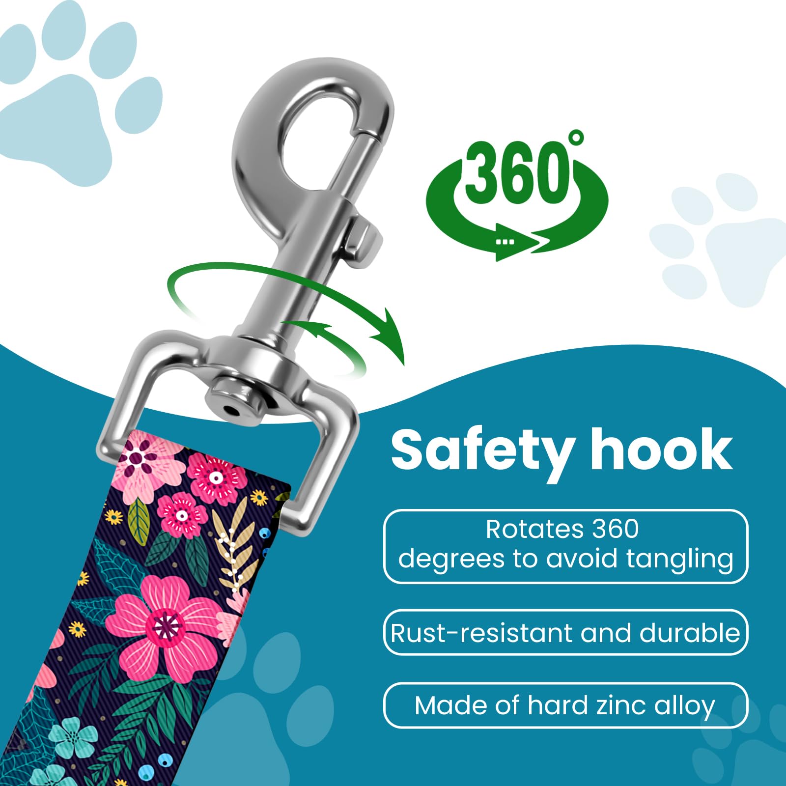 Adjustable pet cat and Dog car seat Belt，The Lanyard is Flexible and Adjustable from 20 to 33 inches (Floral) - image 3