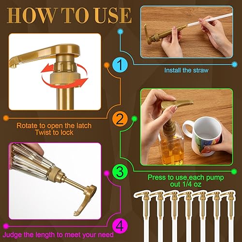 Miniatura 4 de Geetery 50 bombas de jarabe de café, bombas delgadas para botellas de jarabe de café de 25.4 onzas  25.4 fl oz para el hogar, bar, soda, jugo de