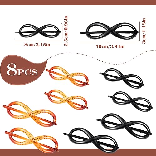 Miniatura 5 de 8 pinzas para el cabello sin metal, pasador giratorio estilo francés, pasadores para el cabello, horquilla de plástico negro y marrón, accesorios