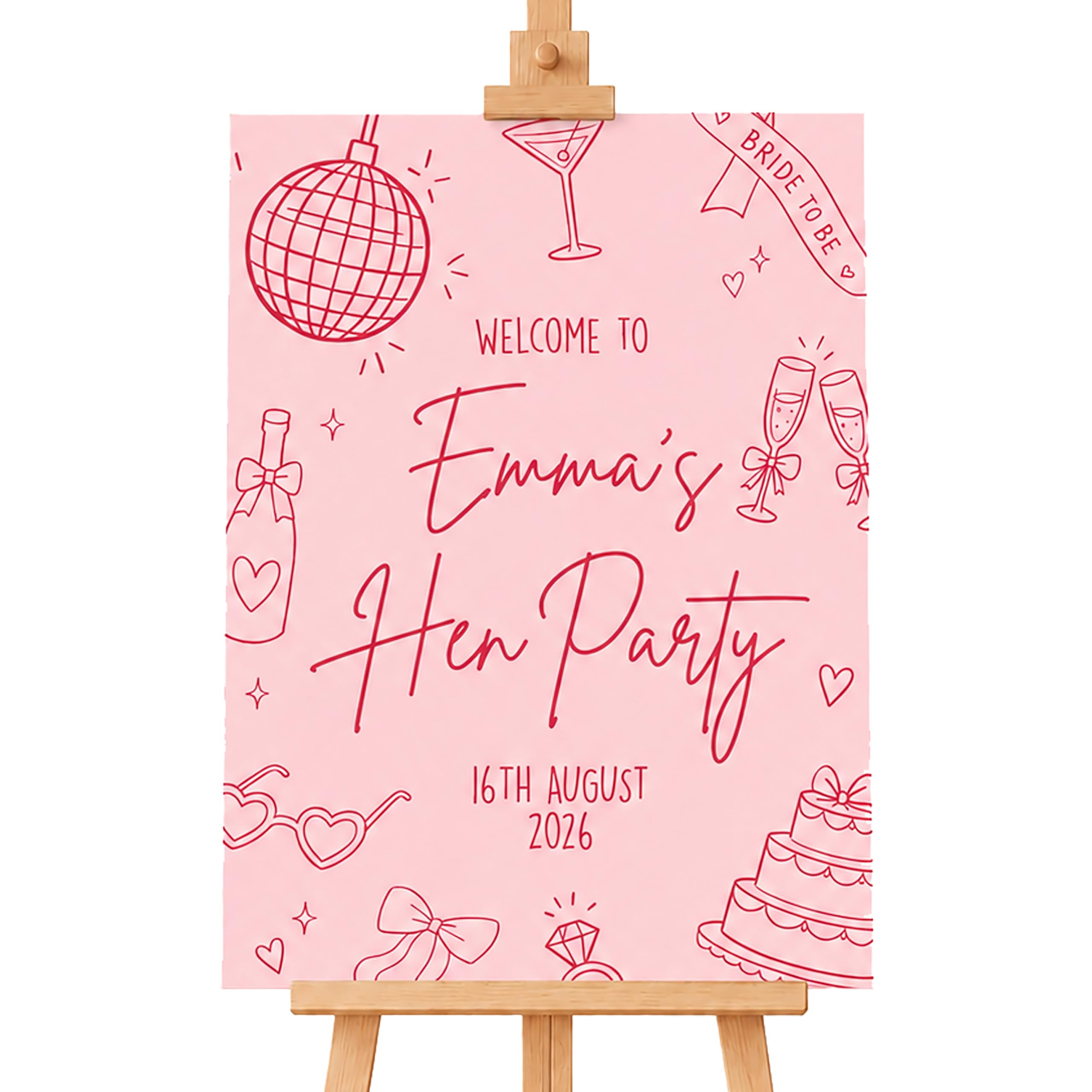 Personalised Hen Party Welcome Sign | Bridal Shower Board, Custom Hen Do Sign, Hen Weekend Poster