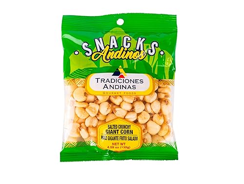 Tradiciones Andinas Maíz Gigante Crujiente Salado 4.59 oz - Aperitivo Peruano Maiz Gigante, Bocadillos Salados de Maíz Peruano, Productos Fritos y
