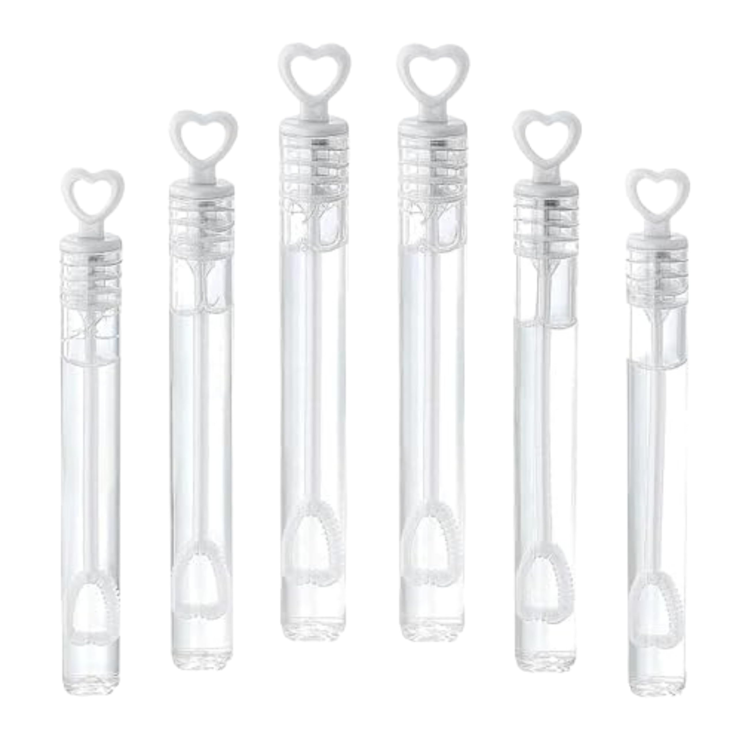 6 pcs Bubble Tubes Heart Shape Wands, Filler Bubble Solution - Party Bag Fillers for Kids Boys Girls - Bubble Wands for Weddings, Birthdays, Party Favours, Table Decorations