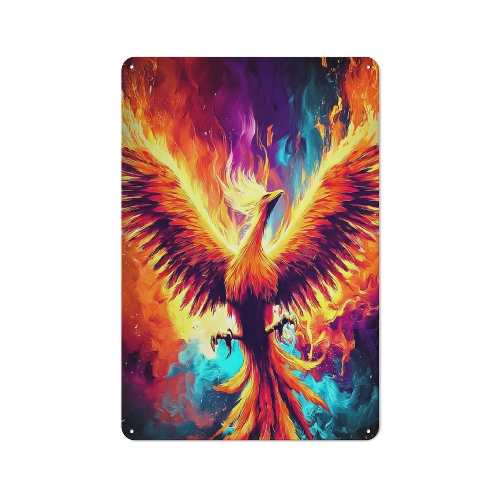 Junmoney Phoenix Rising A Fiery Fantasy Artwork -1 Retro Tin Sign 30X20cm For Pub Or Café, For Collectors Building A Themed Wall Display