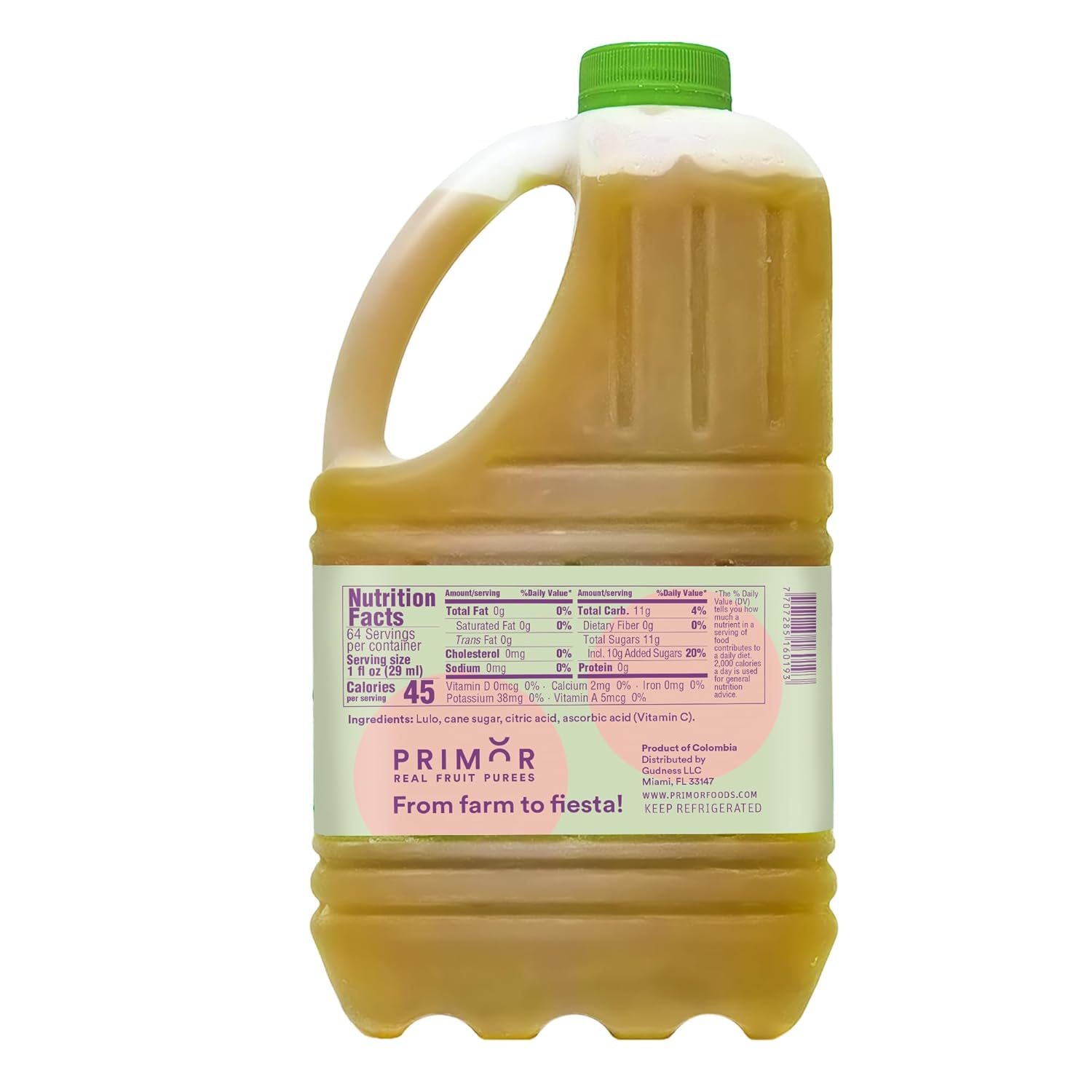 Primor Fruit Purees | 64 Fl Oz | Made With Real Fruit | Create Juices, Smoothies, Cocktails, Desserts, Dressings, And So Much More | Vegan, Non-GMO, Gluten-Free, Kosher (Lulo)