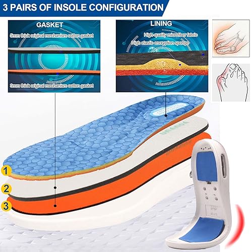 Miniatura 9 de Zapatos para diabéticos para hombre y mujer, con cierre ajustable, transpirables, ligeros, antideslizantes, con amortiguación de aire, para pies