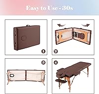 Vista 5 de CHRUN Mesa de masaje portátil amplia cama de masaje de 84 pulgadas, cama de spa de 2 pliegues, 9 alturas, funda de transporte ajustable, cama