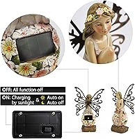 Vista 4 de Decoración de Jardín de Hadas Florales, Estatuas de Hadas de Jardín al Aire Libre, Accesorios de Figurina de Hadas al Aire Libre con Energía Solar