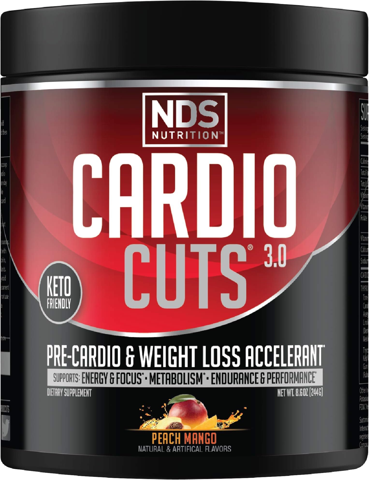 NDS Nutrition Cardio Cuts 3.0 - Advanced Pre-Cardio And Weight Loss Formula WIth L-Carnitine - Maximum Energy, Greater Endurance, Faster Recovery, Increased Performance - Peach Mango - 40 Servings
