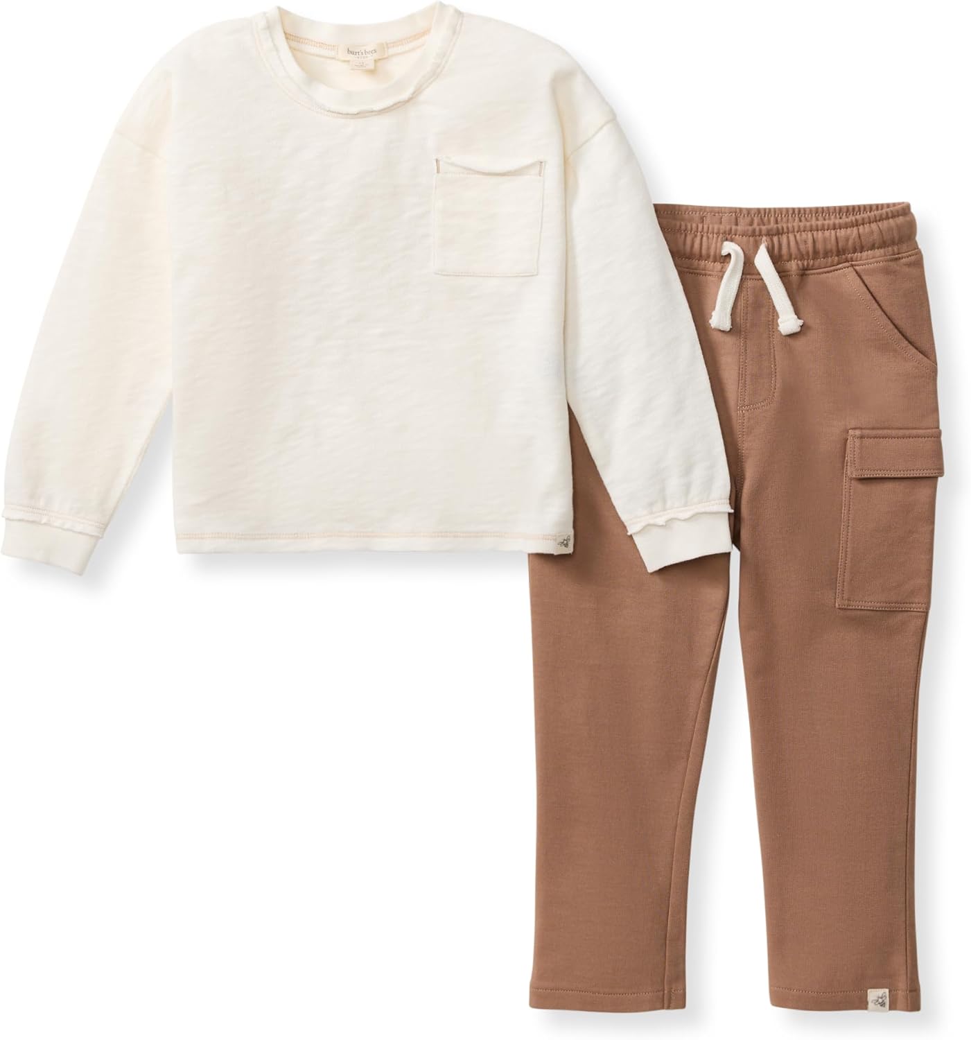 Burt's Bees Baby Boys Shirt and Pant Set, Long Sleeve Top & Bottom Outfit Bundle, 100% Organic Cotton