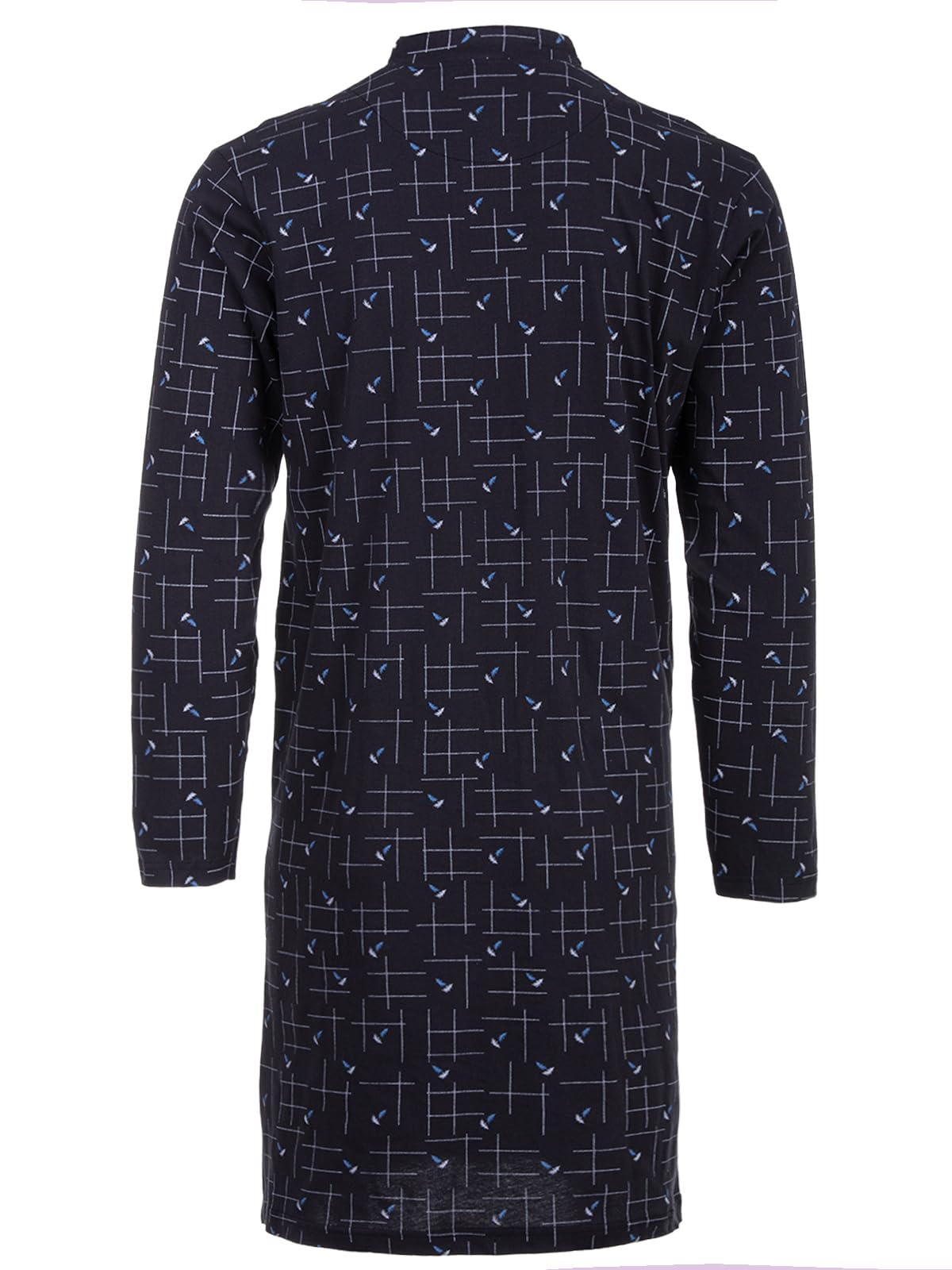 Chemise de nuit à manches longues pour homme - Motif lignes de grille - Poche poitrine - Boutonnière - Taille M à 3XL