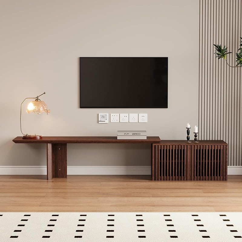 XEW Extendable TV Stand with Storage and Shelves for 55+ Inch TV