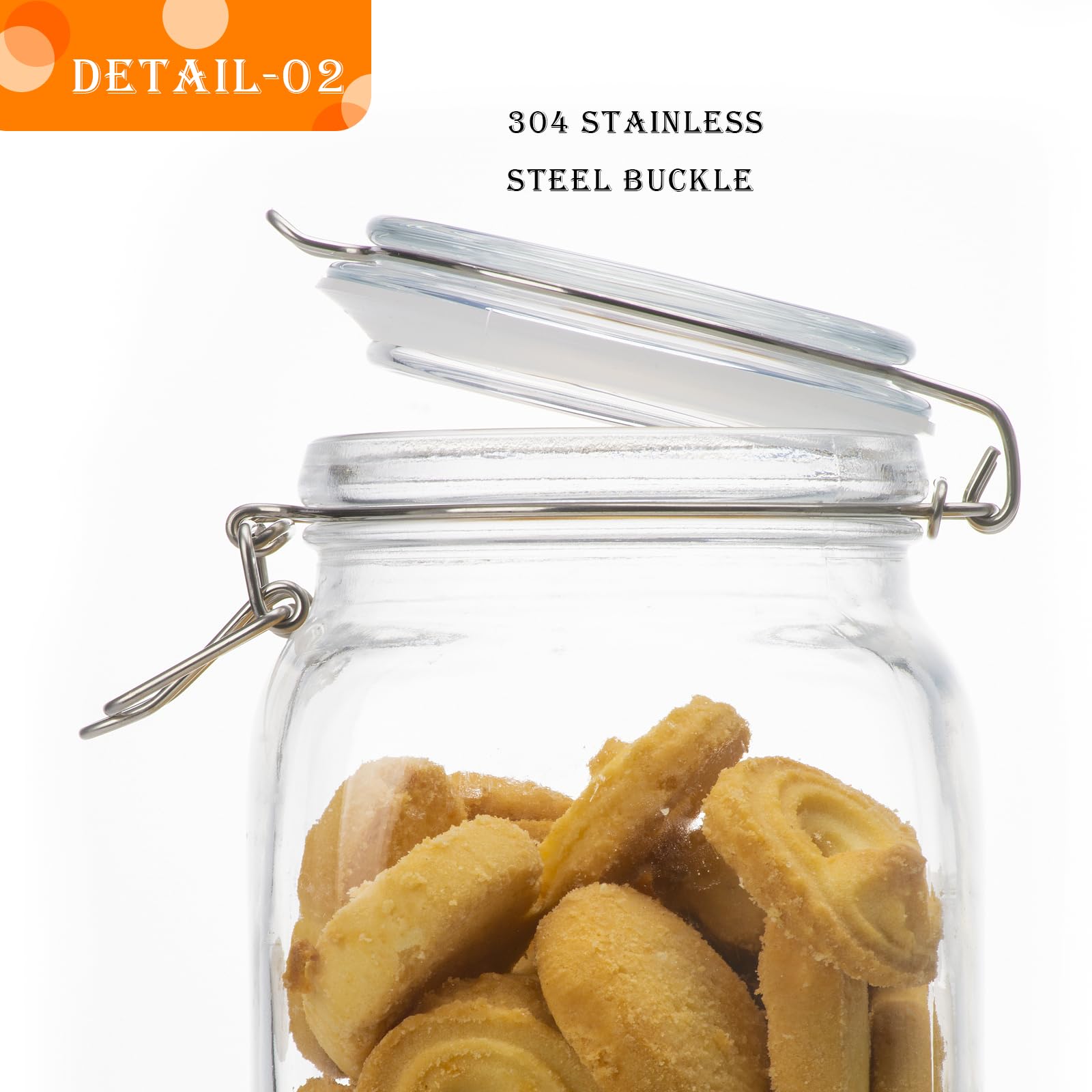 Quadratische Vorratsdosen aus Glas mit luftdichten Klemmdeckeln, 1,5 l, 3 Stück, große Küchenbehälter für Mehl, Müsli, Kaffee, Nudeln und Einkochen, Einmachglas (transparent, quadratisch, 3