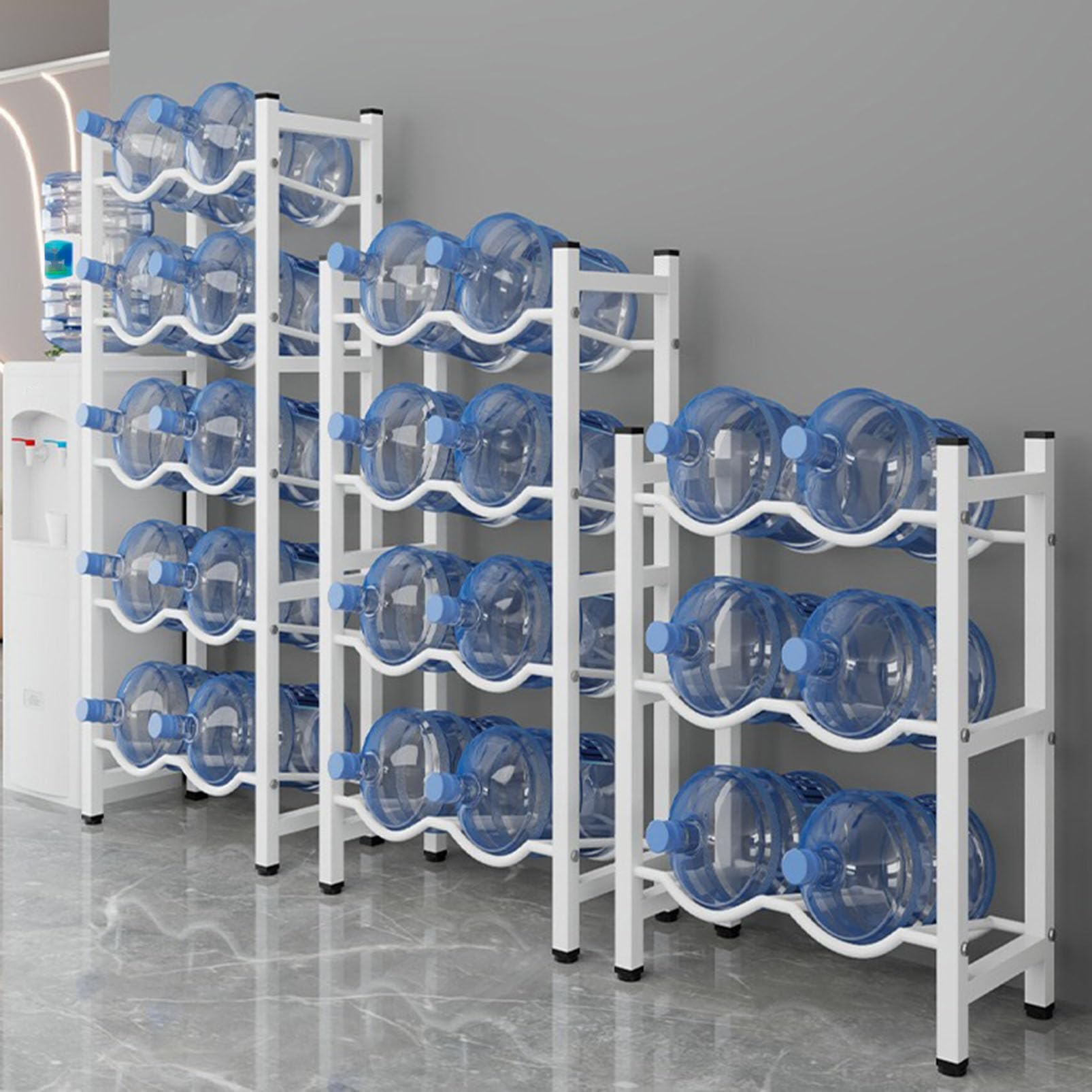 Soporte y dispensador de botellas de agua de alta resistencia – Estante de 5 galones para cocina, oficina, despensa, garaje y almacén – Solución de almacenamiento de enfriador de agua