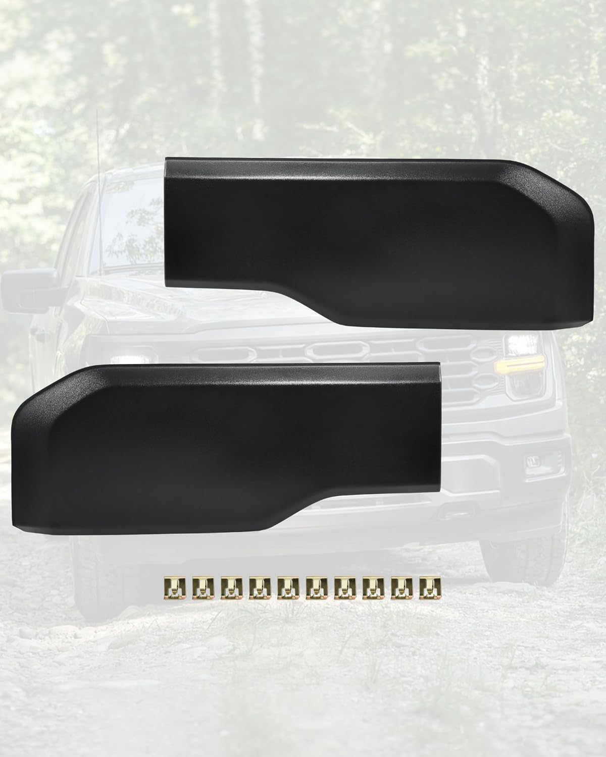 Front Bumper Guards Pads for 24-25 F150, Front Bumper Inserts Body Armor Anti-Scratch Edge Trim Cover for Ford F-150 2024 2025 Accessories(2PCS, Black)