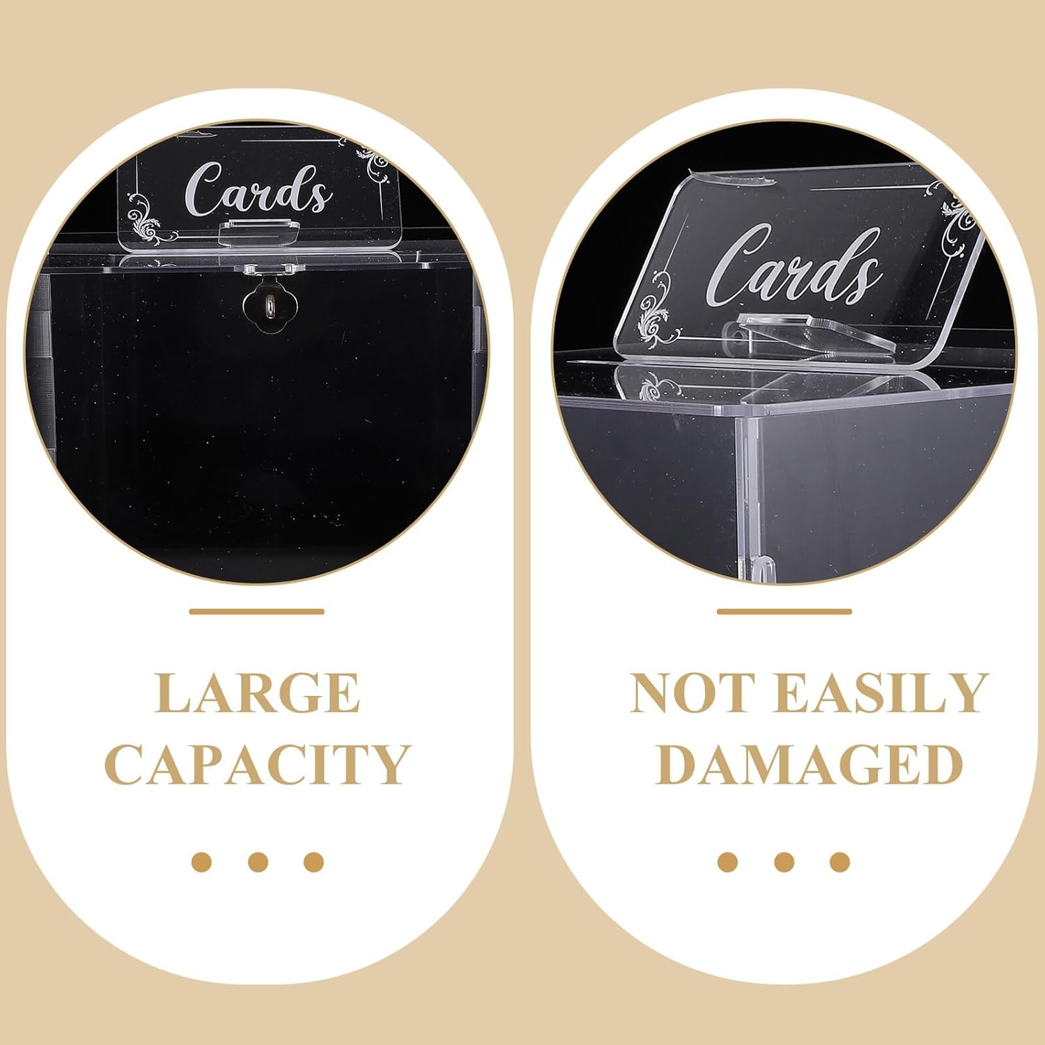 Acrylic Wedding Cards Box with Lock Square 25x25x25cm Small Card Box for Wedding Reception Money and Envelope Holder Party Decor