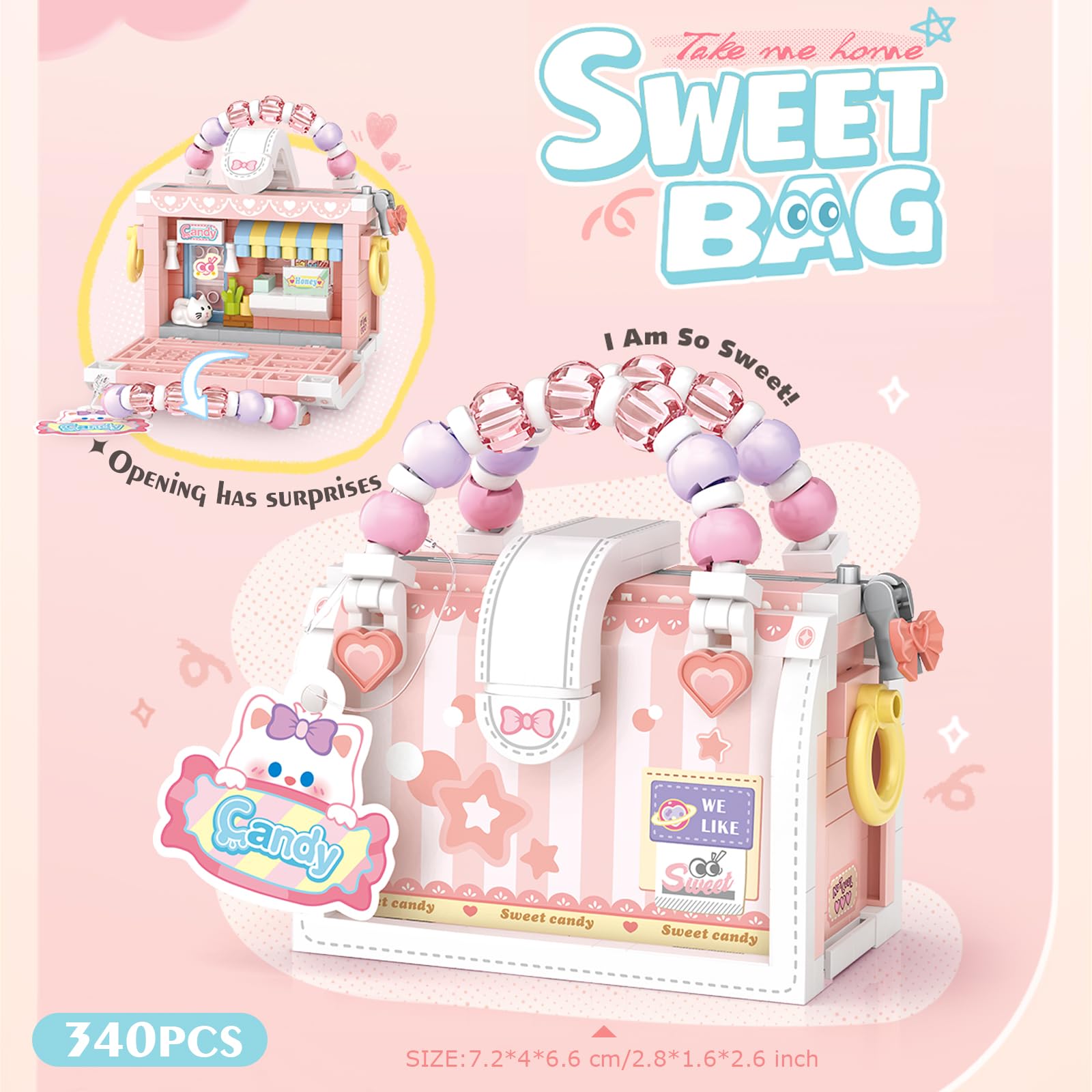 MEIEST Mini Sweet Handbag Building Blocks Set,Cute Animal Candy Handbag Collection Construction Building Bricks Toy (4 in 1) - Image 3