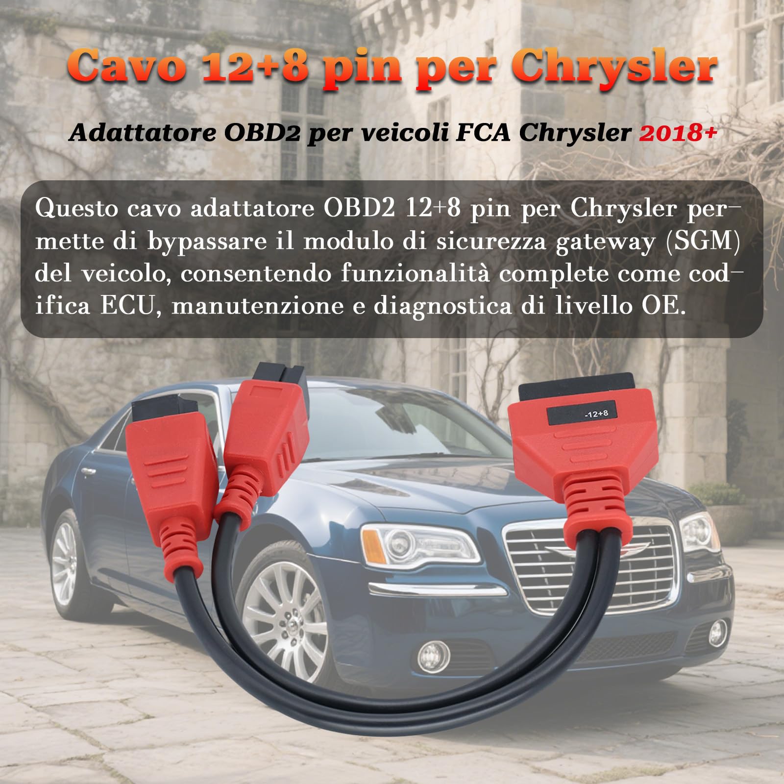 FCA 12+8pin cavo di raccordo OBD2 per la sicurezza del cavo, adatto a Chrysler/Jeep/Fiat/Alfa Romeo/Lancia/Maserati SGW dotato di veicoli FCA dopo il 2018, lavora con scanner obd per la programmazione