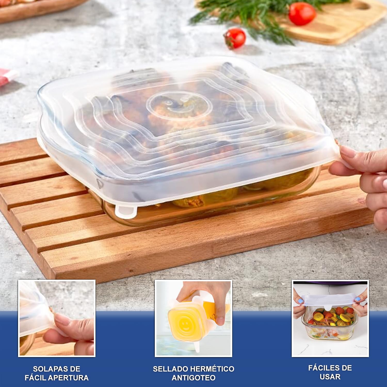 LELE LIFE 4er-Set Silikon-Stretch-Deckel – 6,5 Cm, Dick & Wiederverwendbar, Spülmaschinen- & Gefriergeeignet, Luftdicht