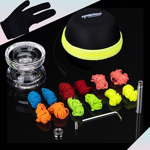 Vista 120 de MAGICYOYO Yoyos de doble propósito, paquete de 2, Yoyo de metal N11 y plástico Yo Yo K2 Crystal White Responsive Yo Yos para niños principiantes