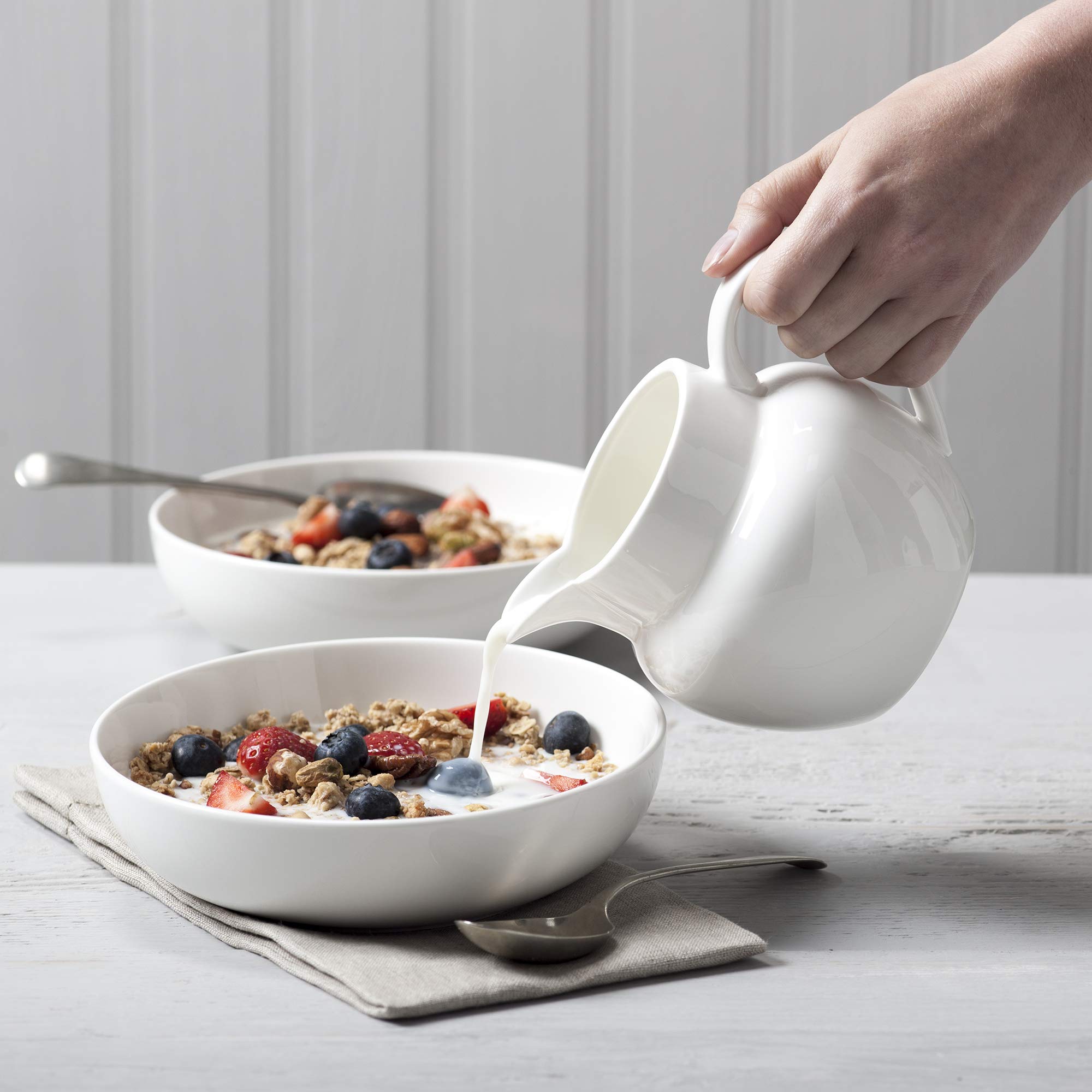 WM Bartleet & Sons 1750 TSET20 - Set Di 4 Brocche In Porcellana Bianca Bellied Creamer - Lavabili In Lavastoviglie E Microonde - 2