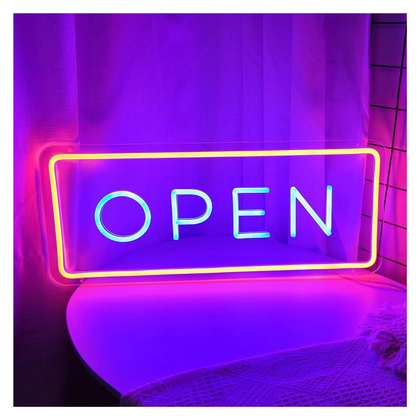 LEMST Sign Lamp Open Neon Sign Business Signboard for Bar Restaurant Party Nail Shop Barber Shop Facade Windows Room Decoration Light 35cmx8cm