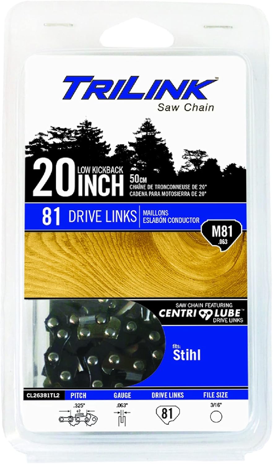 .325 LP .063 Gauge 81 Drive Links 20 in. Chainsaw Chain Compatible with/Replacement for Stihl 024, 026, 026P, 028, 028 Super, 029, 034, 034 Super, 036, 036QS, 039 L81-22BPX