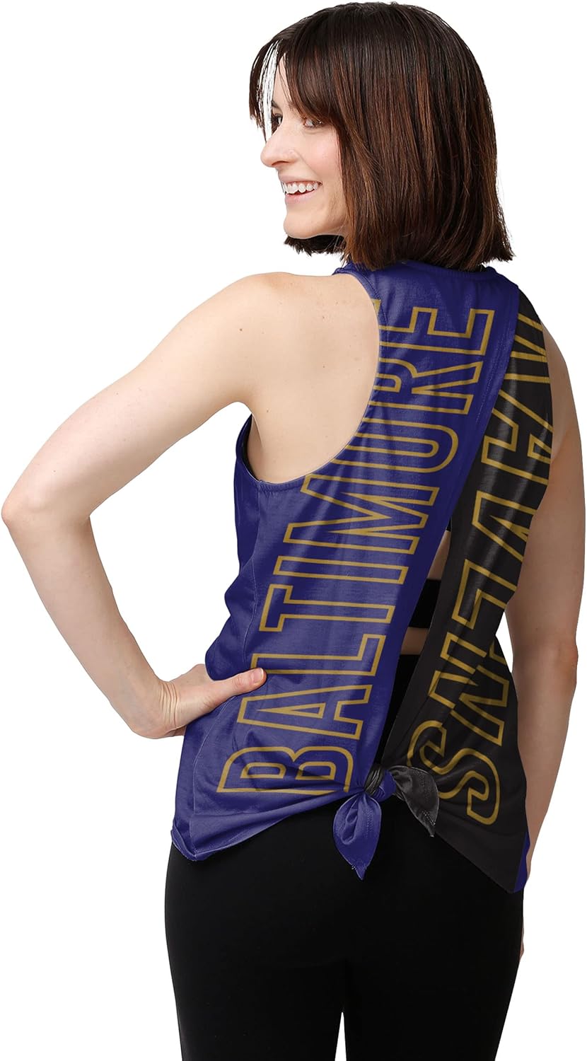 FOCO Women's NFL Team Logo Tie Breaker Tank Top Shirt Baltimore Ravens Large Team Color