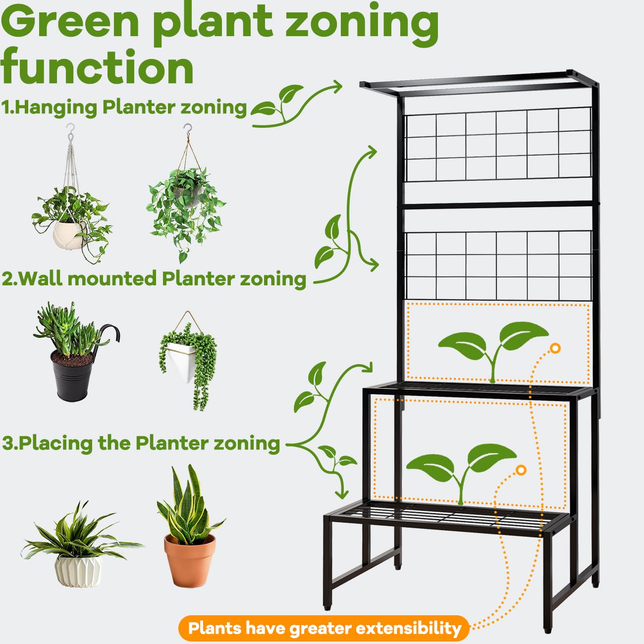 Large Heavy Duty Metal High Plant Stand Outdoor Indoor, Hanging