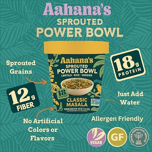 Miniatura 6 de Aahana's Bombay Masala - Cuenco de arroz y lentejas Kitchari, comidas veganas, sin gluten, Kosher, a base de plantas, comidas listas para comer,