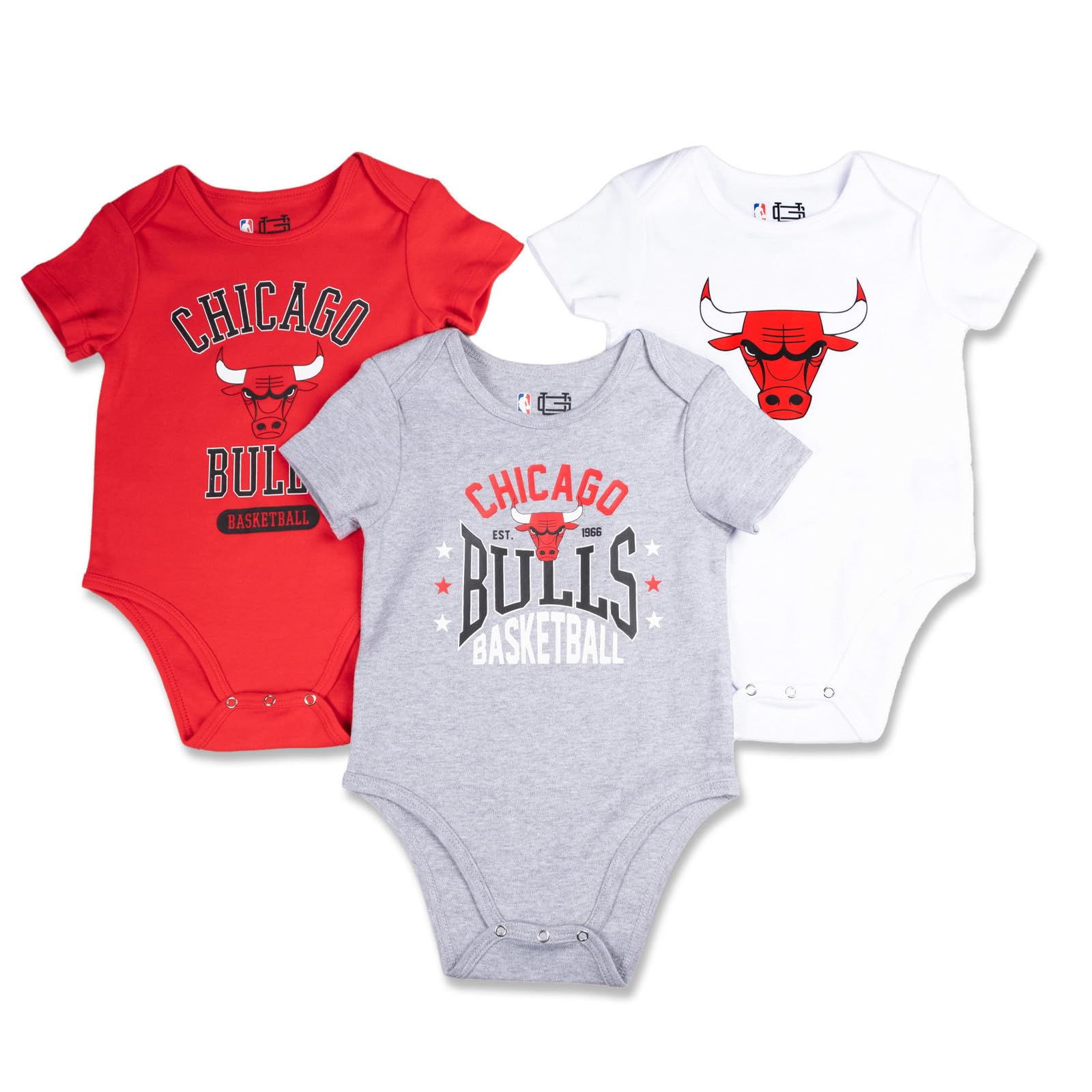 Ultra Game Youth NBA Official Baby Super Soft Cotton 3 Pack Creeper Bodysuit
