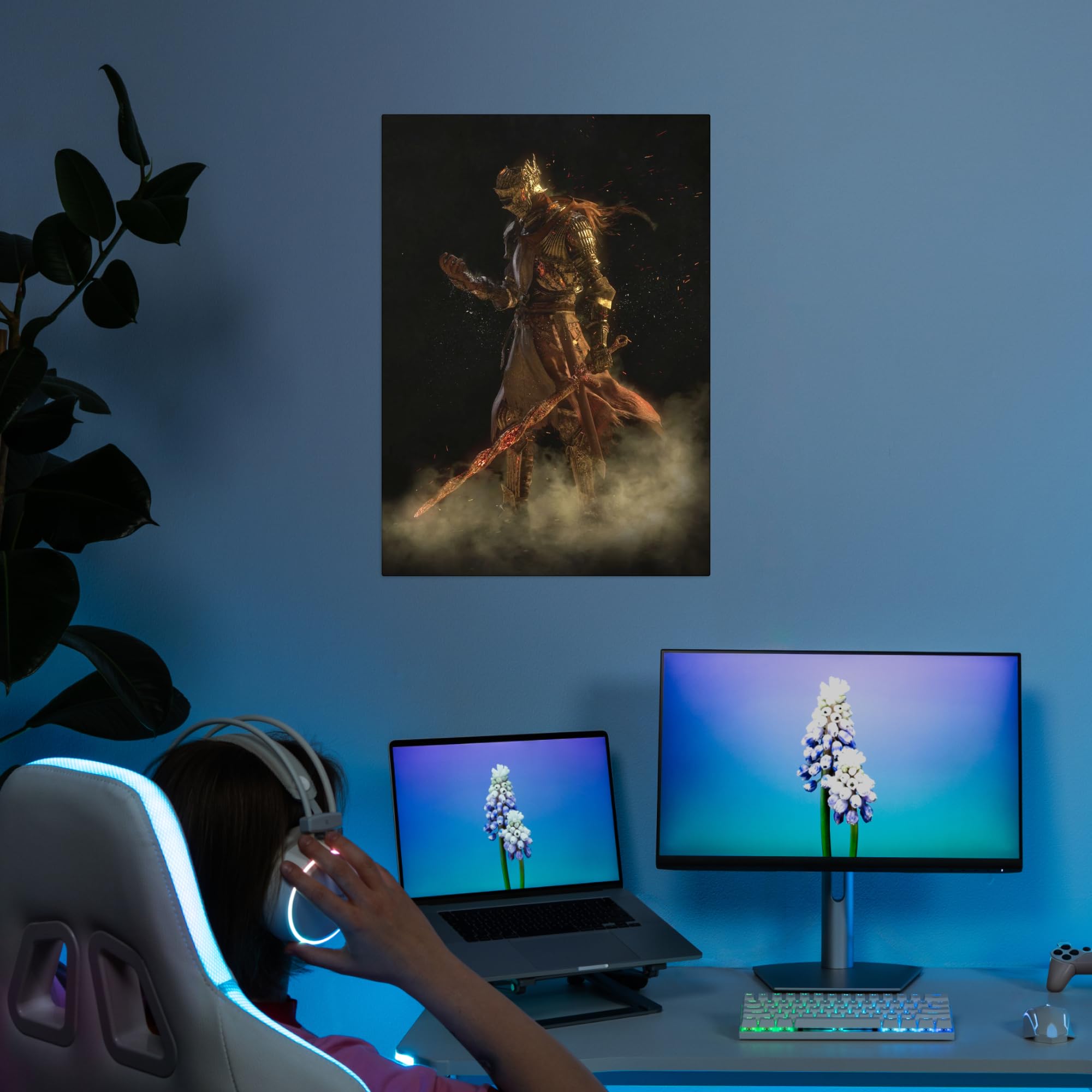 Displate Affiche Métallique Dark Souls - Lordran - The Fire Fades - Déco Maison Chambre - Cadeau - Decoration Murale Salon Metal Poster 32 cm x 45 cm