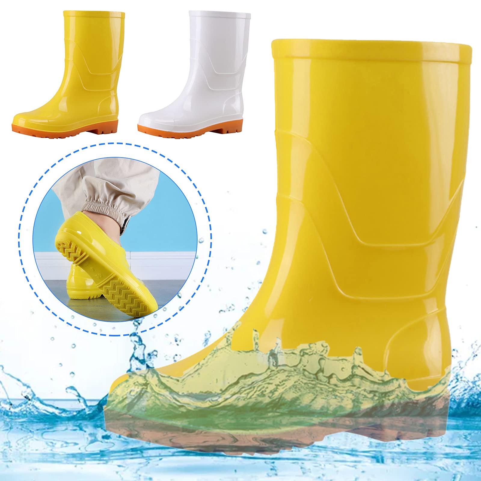 Botas de goma para mujer y hombre, botas de lluvia, impermeables, botines de goma, botas de Wellington, antideslizantes, para jardín, bota de lluvia, botas de lluvia