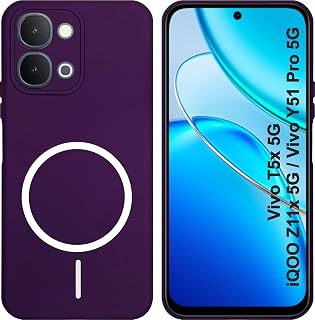 TELECASE Silicone Back Cover Case for Vivo T5x 5G Y51 Pro 5G iQOO Z11x 5G | Soft Micro-Fibre Lining Inside | Magsafe Print... Price In India