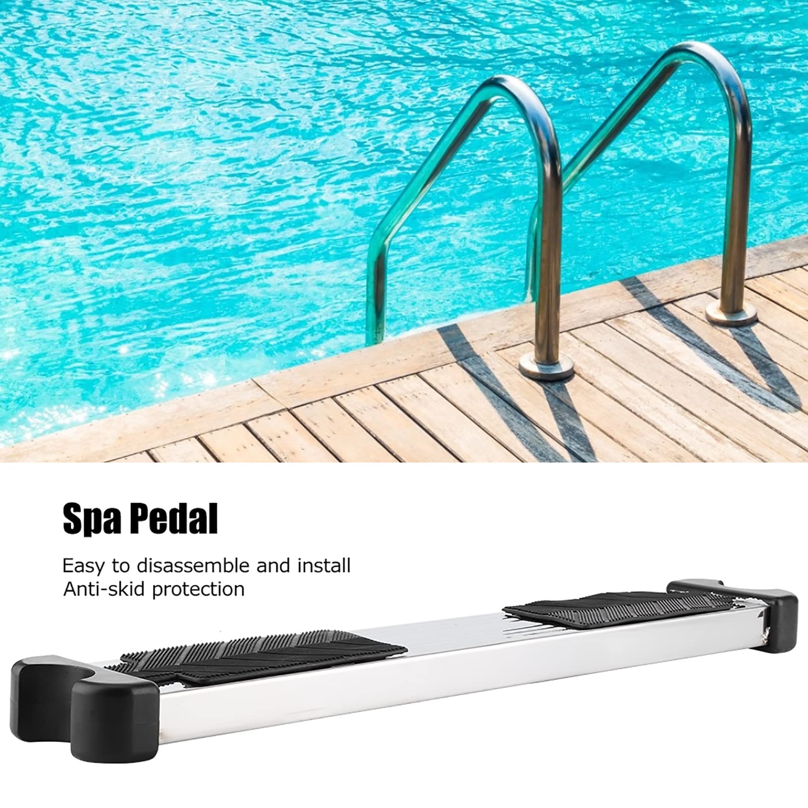 Scaletta Piscina Con Pedale Antiscivolo - Acciaio Inox 304 - 50x7.5 Cm - Sostituzione Universale