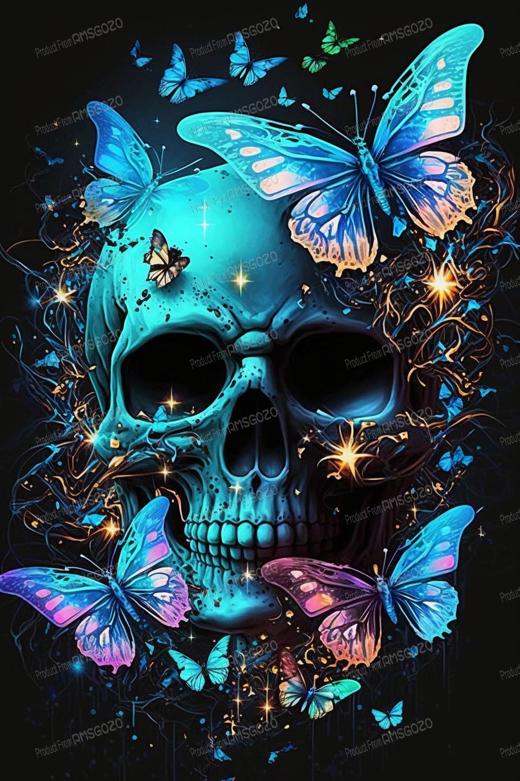 Colorful Butterfly Skull Puzzles for Adults 1000 Piece - Halloween Jigsaw Puzzles, Enrich Spare Time & Exercise Brain Power. 20 X 30 Inch. for Wall Decor & Halloween Decor Gifts