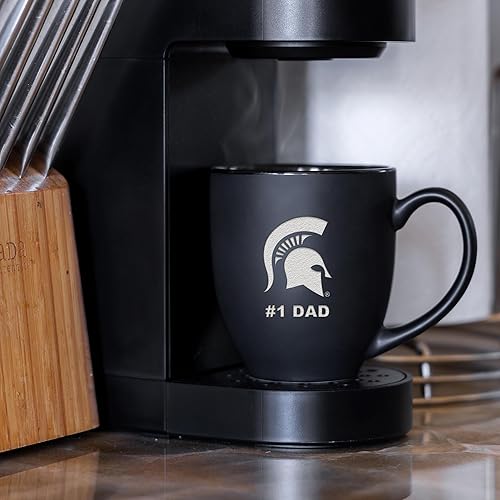 Miniatura 49 de Rico Industries NCAA #1 Dad - Taza bistró de cerámica negra mate grabada con láser, de 15 onzas, para bebidas calientes o frías Troyanos del Sur
