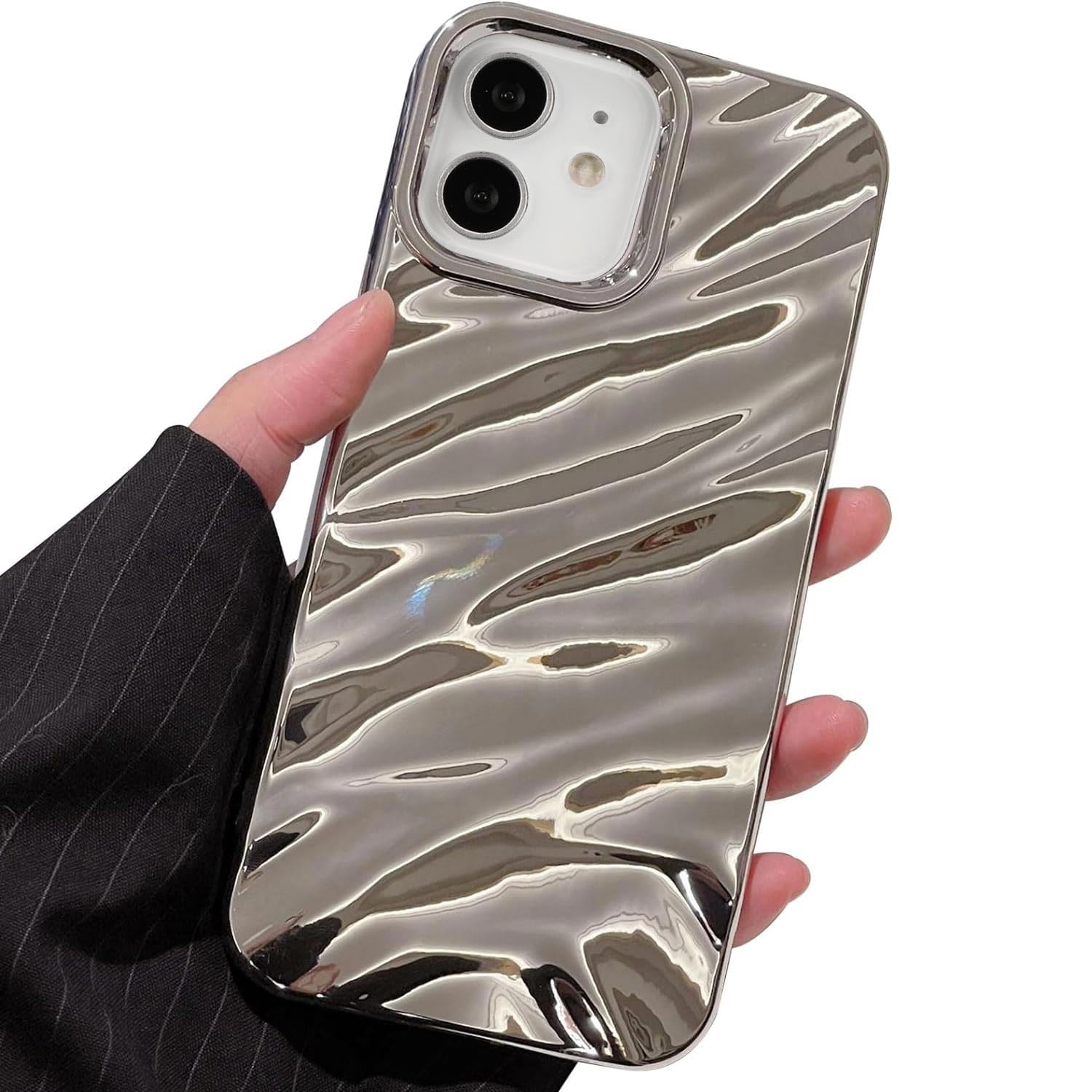 Coque iPhone 11 étui silicone vagues cadeau filles argent