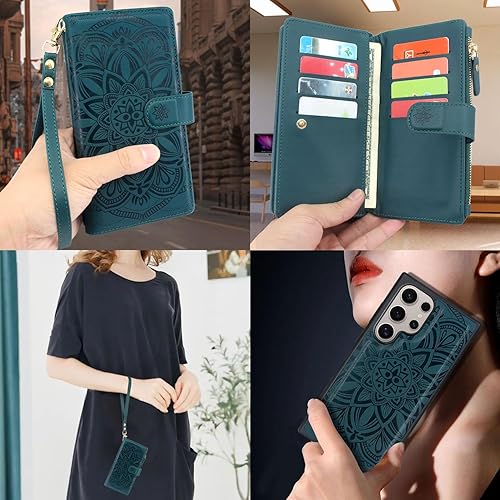 Miniatura 4 de CMIDUS Funda tipo cartera compatible con Samsung Galaxy S24 Ultra 5G de 6.8 pulgadas (2024) con 12 ranuras para tarjetas funda extraíble desmontable