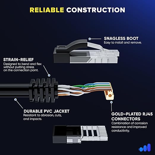 Cable Ethernet Maximm Cat6 100 ft Negro RJ45 10Gbps miniatura 3