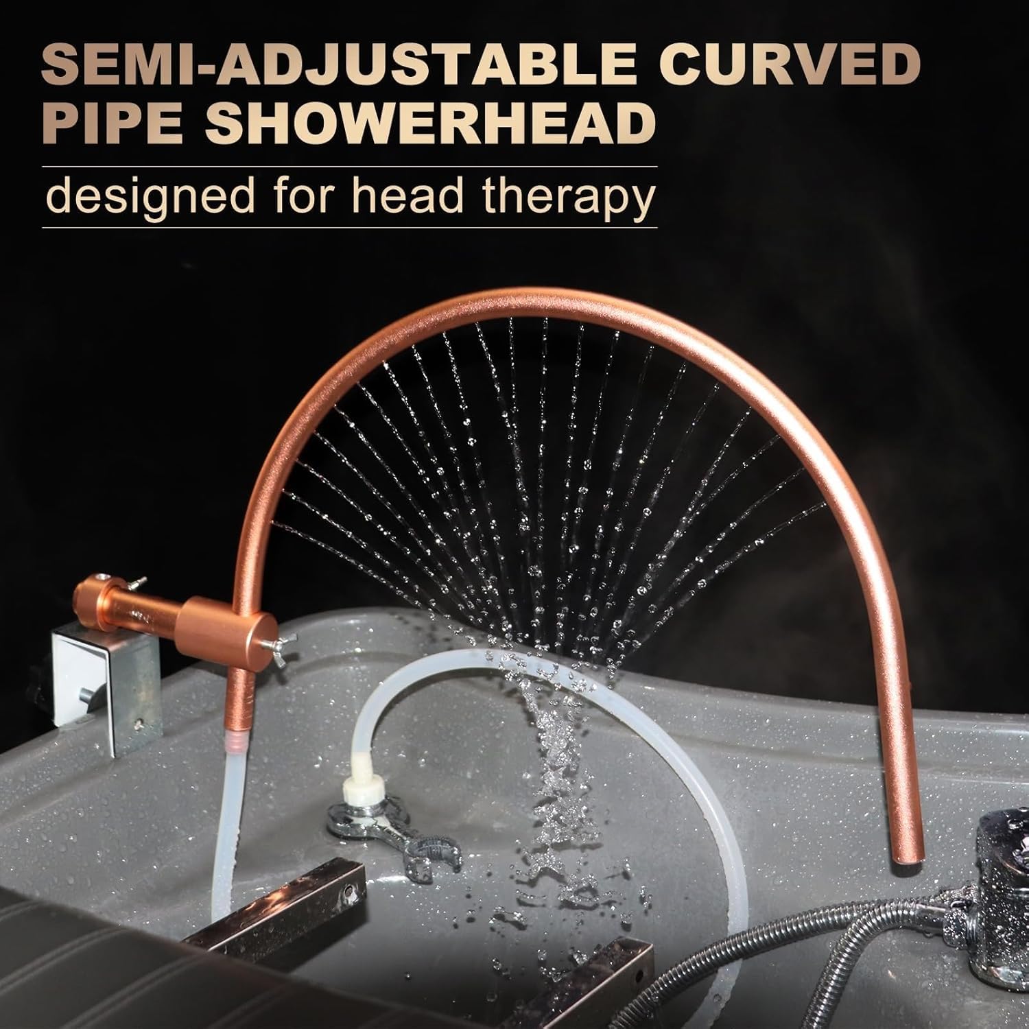 Support de Circulation d'eau Head Spa Professionnel pour Salon de Coiffure Massage Relaxant Soin du Cuir Chevelu Gold EU Plug