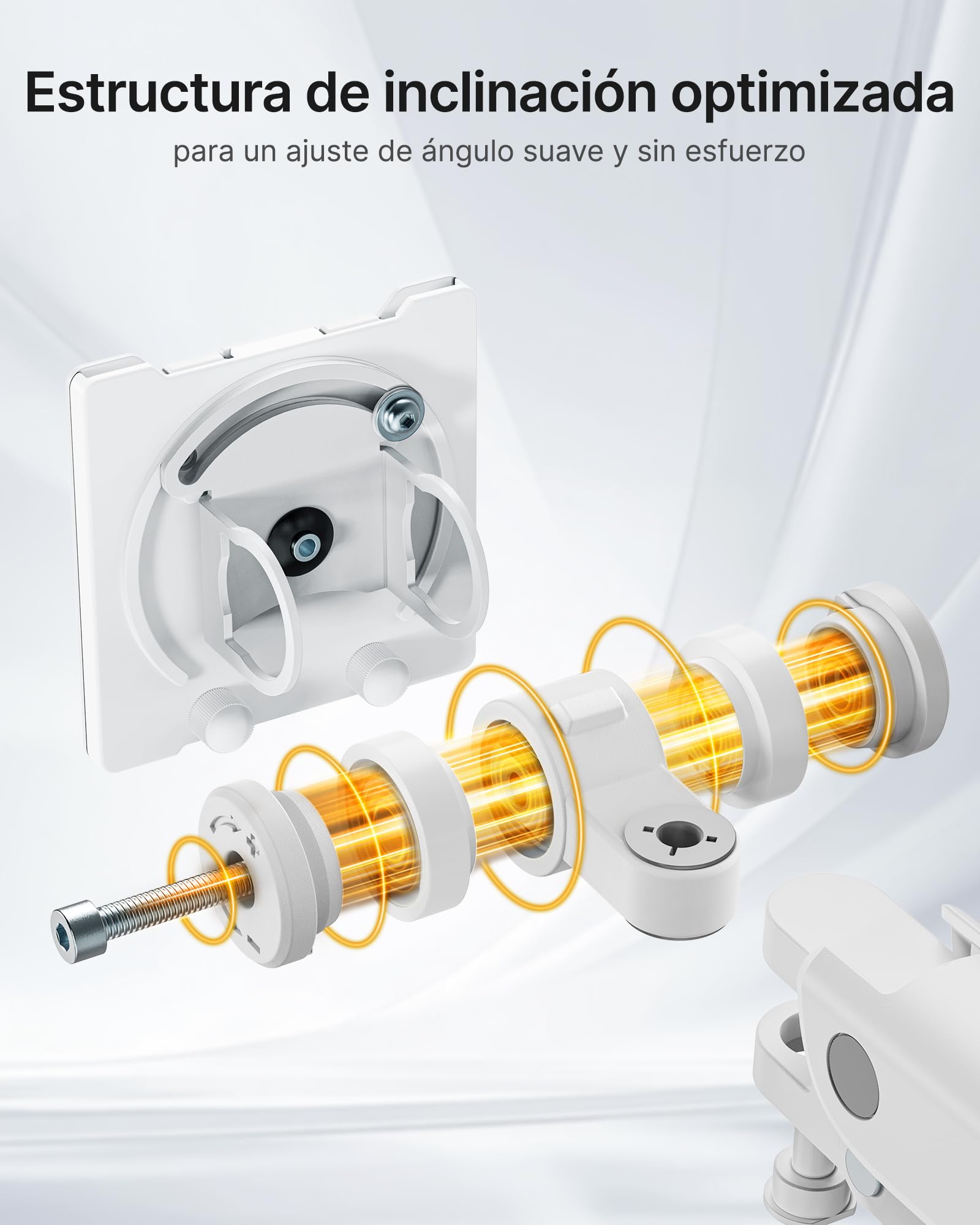 monTEK Soporte Monitor Reforzado para 17-57", hasta 27 kg | Brazo con resorte de gas, altura ajustable y movimiento completo para monitores ultrapanorámicos, VESA 75x75/100x100, blanco.