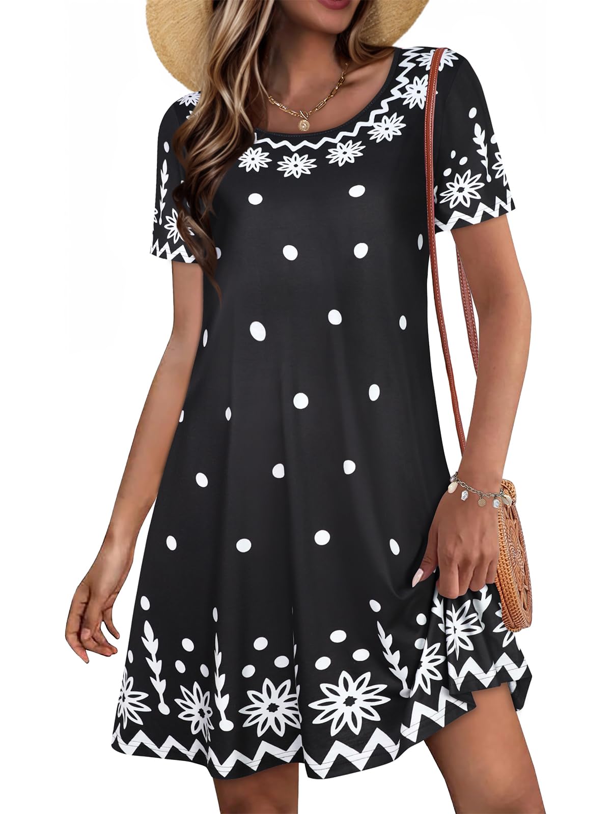 Summer Dresses for Women Casual Short Sleeve T Shirt Sundress with Pockets