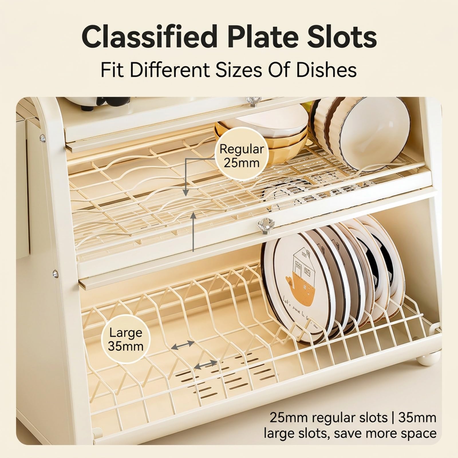 Escurridor de platos de 2 niveles con organizador de cocina y bandeja