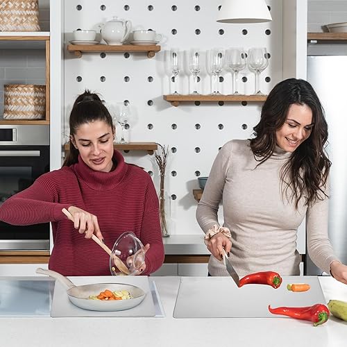 Miniatura 6 de Patelai 2 tablas de cortar de acero inoxidable para la cocina, tabla de cortar de acero inoxidable de 15 x 1212 x 8 pulgadas, con 4 almohadillas