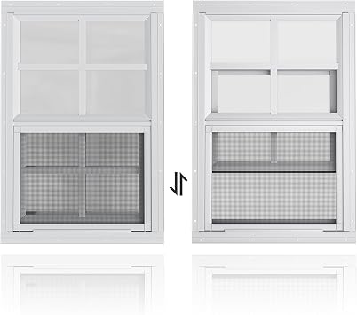 2 Pack Shed Windows 14" W x 21" H Flush Mount, White Household Windows for Playhouses, Barns, Chicken Coop