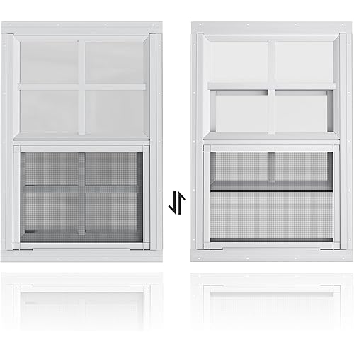 WRISIN 2 Pack Shed Windows 14" W x 21" H Flush Mount, White Household Windows for Playhouses, Barns, Chicken Coop