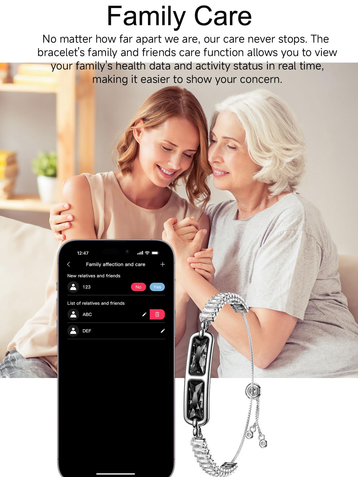 findtime Pulsera inteligente para mujer, rastreador de fitness, delgada, delgada, para la salud, vestido de diamante, monitor de actividad delicada, monitor de frecuencia cardíaca, contador de pasos