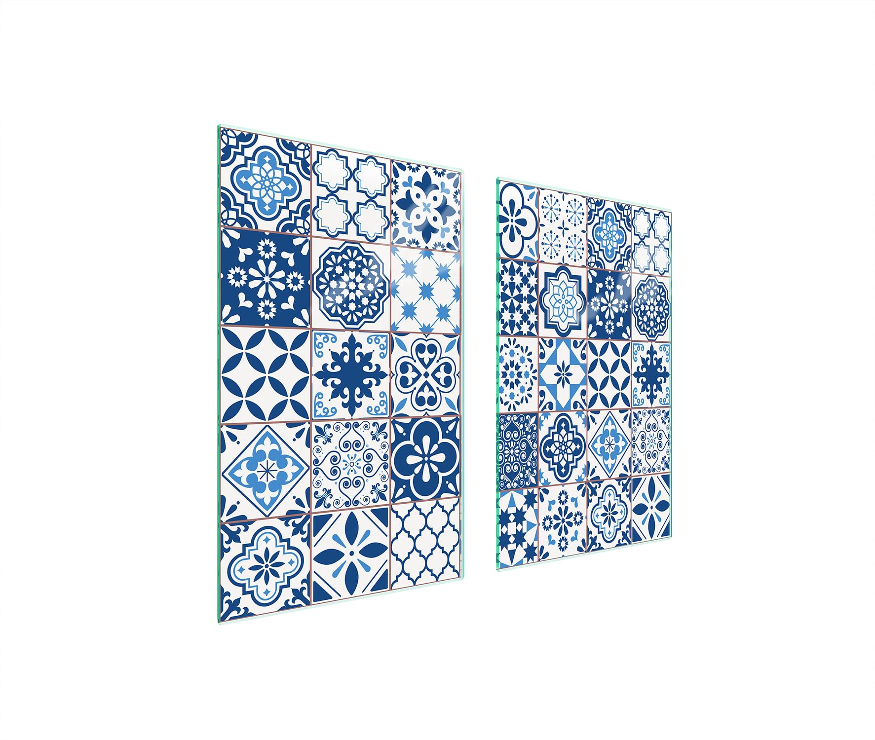 TMK ArtDeko Copri Piano Cottura In Vetro Temperato 75x52 Cm, 2 Pezzi, Universale Per Induzione, Protezione Antispruzzo E Tagliere, Con Motivo Decorativo